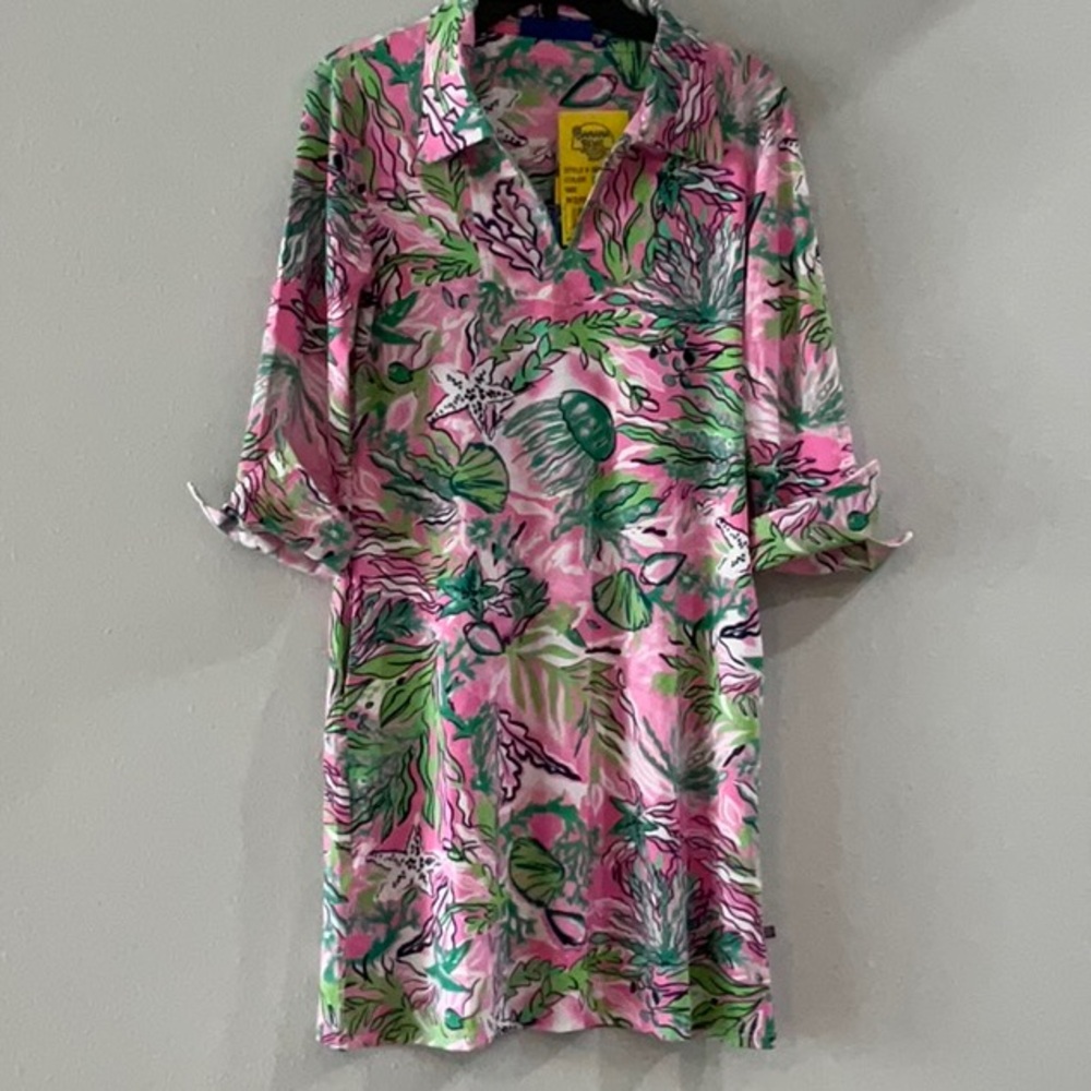 Pink Tropical Print Mini Dress - Unbranded